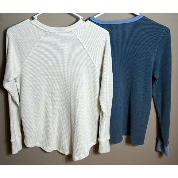 American Eagle 2 Shirts Bundle Waffle Pullover Basic Lounge Unisex Womens S&L - Picture 2 of 6